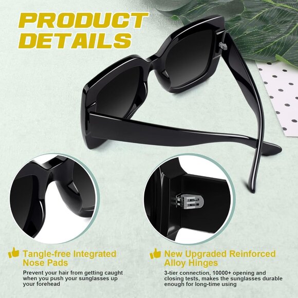 GQUEEN Oversized Square Frame Sunglasses Womens Retro Vintage Trendy Shades,S904 - Picture 3 of 4